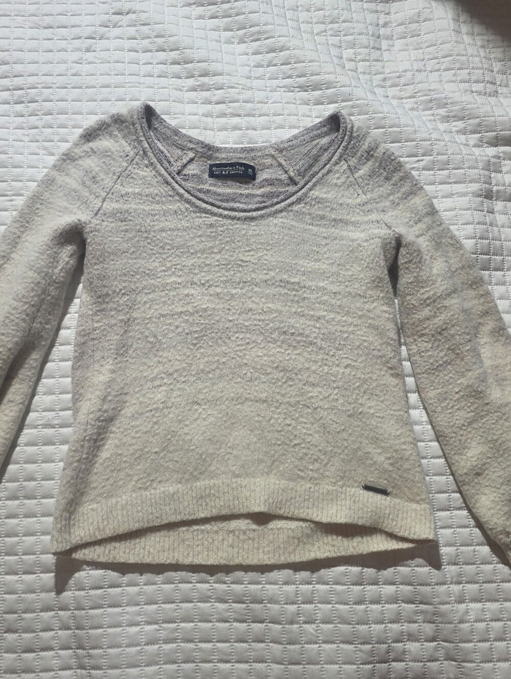 Abercrombie & Fitch Cream Textured Crewneck Sweater